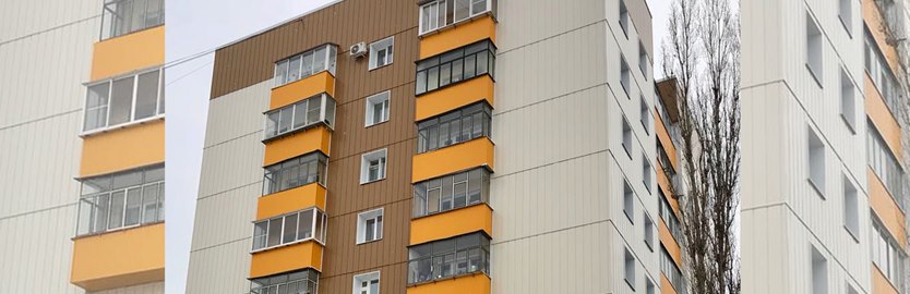 Алюминиевые вентилируемые фасады (НГ) примененные при реконструкция жилого фонда 
